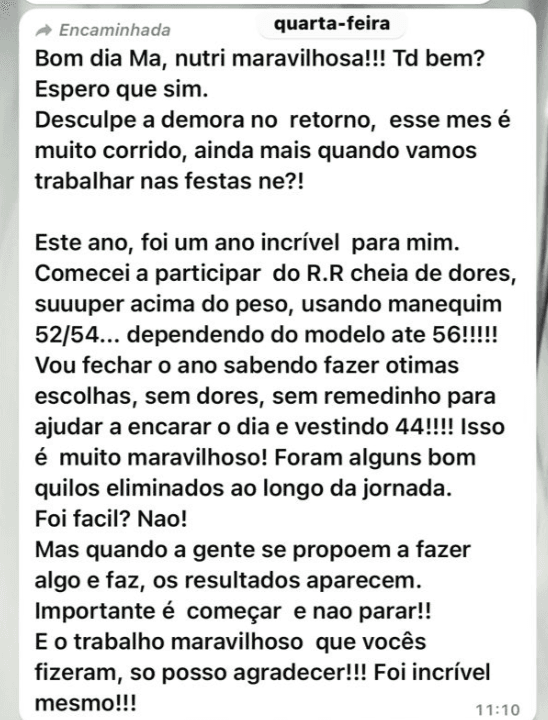 depoimento de uma aluna